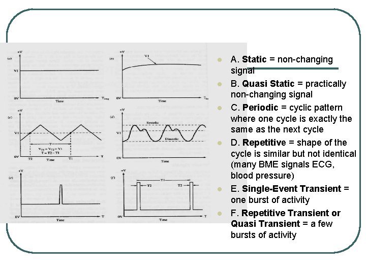 Types of Signals: l l l A. Static = non-changing signal B. Quasi Static