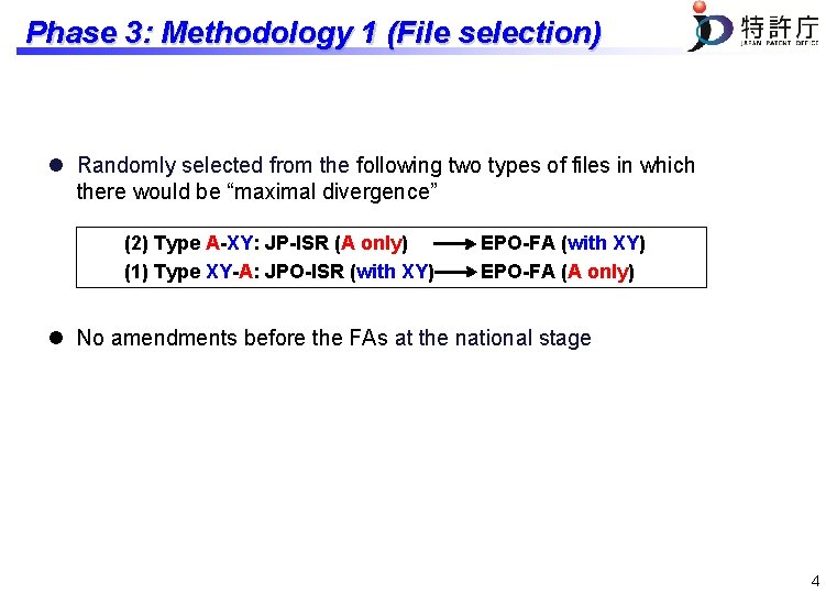 Phase 3: Methodology 1 (File selection) l Randomly selected from the following two types