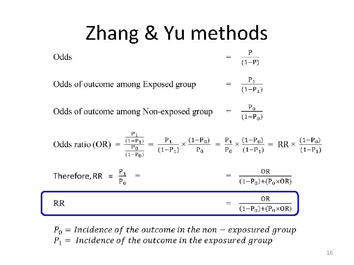 Zhang & Yu methods 16 