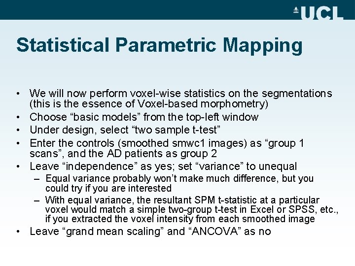 Statistical Parametric Mapping • We will now perform voxel-wise statistics on the segmentations (this