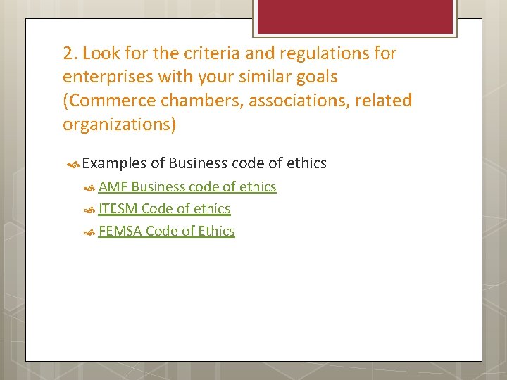 2. Look for the criteria and regulations for enterprises with your similar goals (Commerce