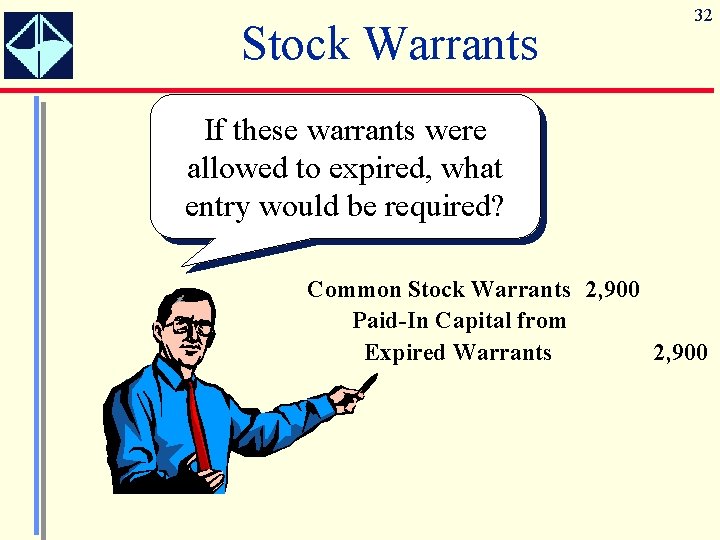 Stock Warrants 32 If these warrants were allowed to expired, what entry would be