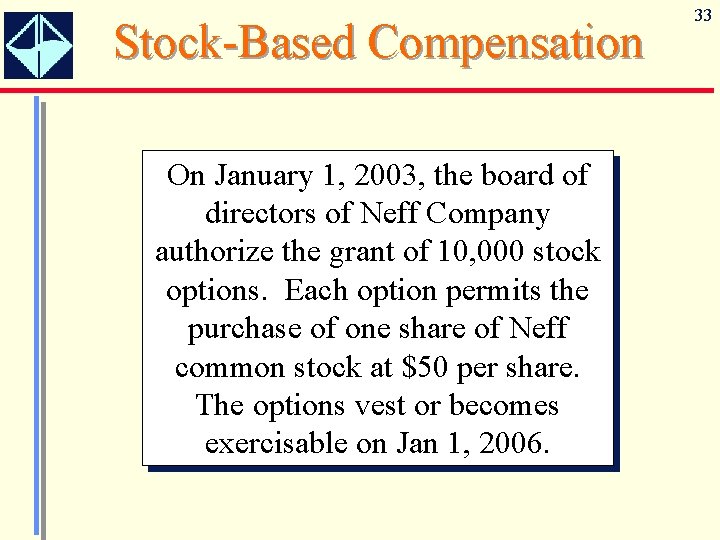 Stock-Based Compensation On January 1, 2003, the board of directors of Neff Company authorize