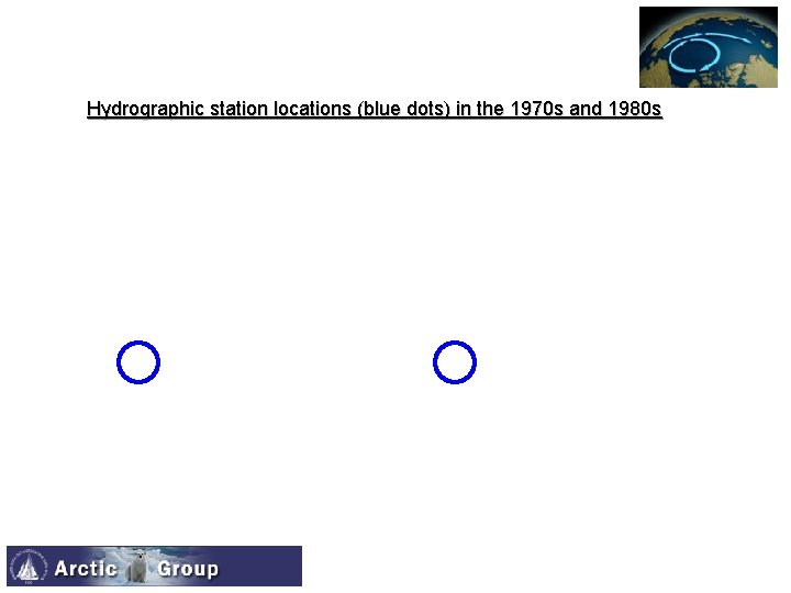 Hydrographic station locations (blue dots) in the 1970 s and 1980 s 