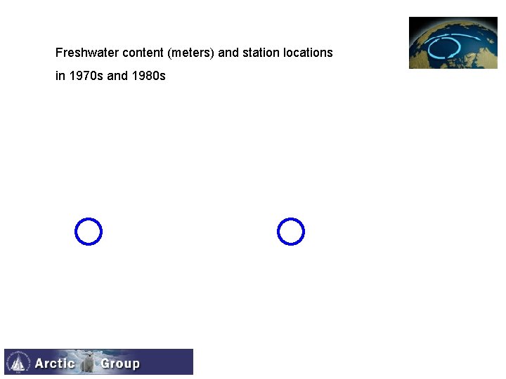 Freshwater content (meters) and station locations in 1970 s and 1980 s 