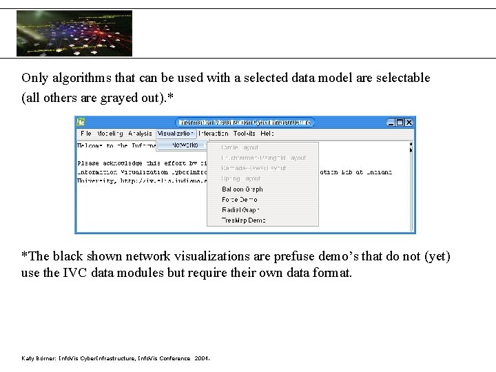 Only algorithms that can be used with a selected data model are selectable (all