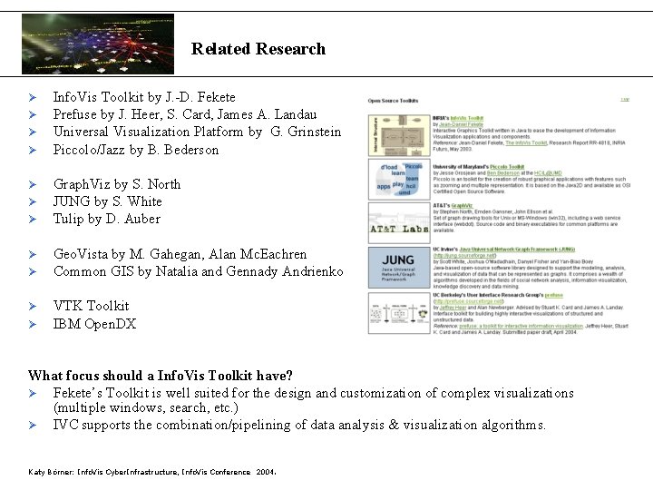 Related Research Ø Ø Info. Vis Toolkit by J. -D. Fekete Prefuse by J.