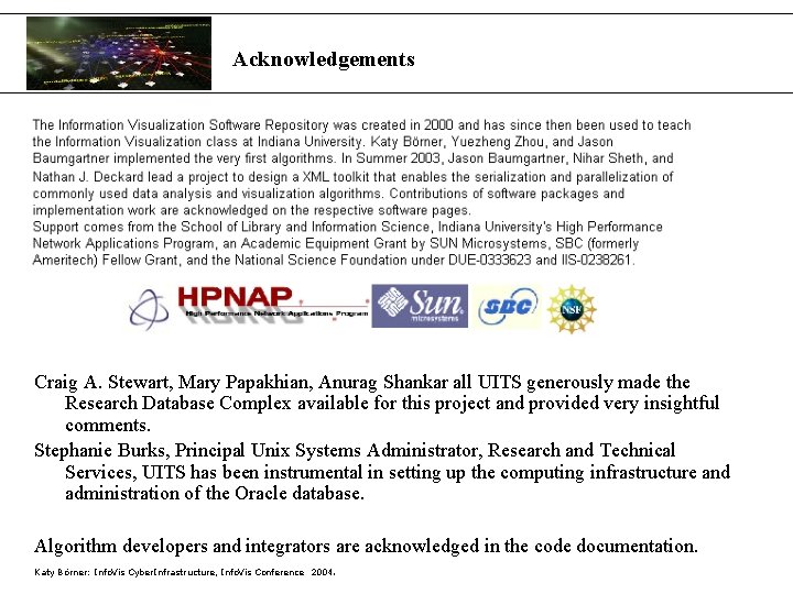 Acknowledgements Craig A. Stewart, Mary Papakhian, Anurag Shankar all UITS generously made the Research