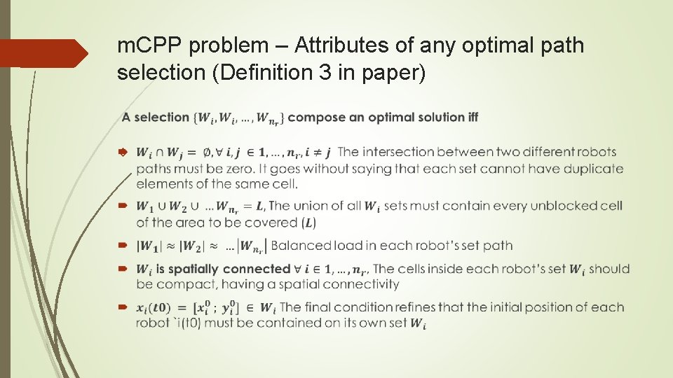 m. CPP problem – Attributes of any optimal path selection (Definition 3 in paper)