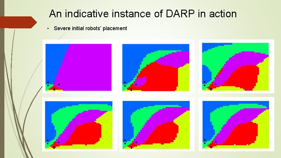 An indicative instance of DARP in action • Severe initial robots’ placement 