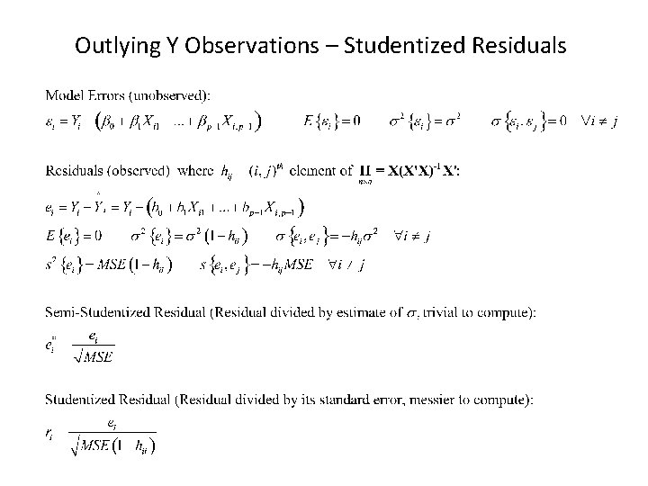 Outlying Y Observations – Studentized Residuals 