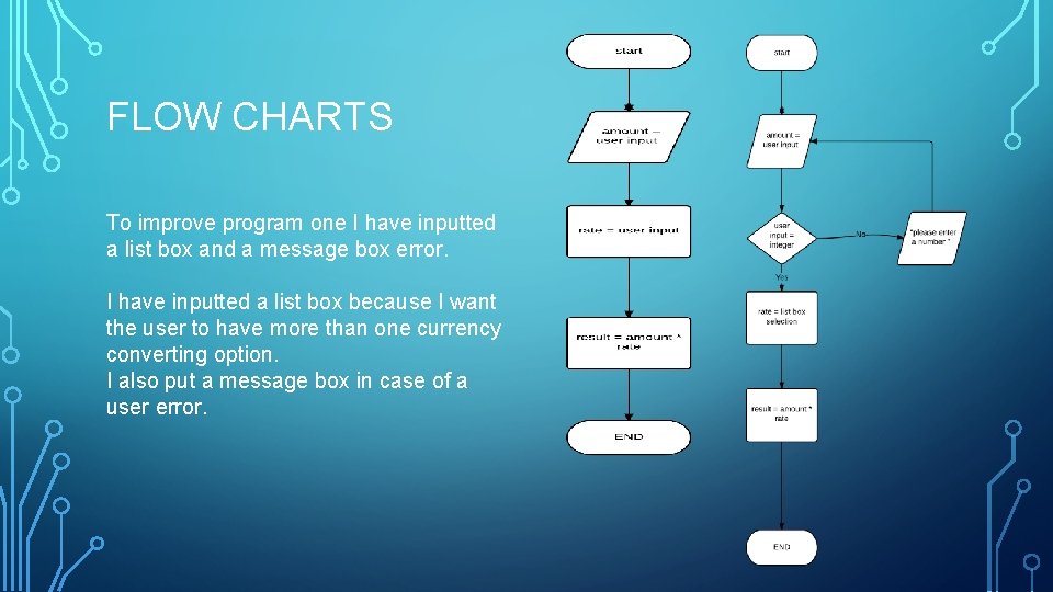 FLOW CHARTS To improve program one I have inputted a list box and a
