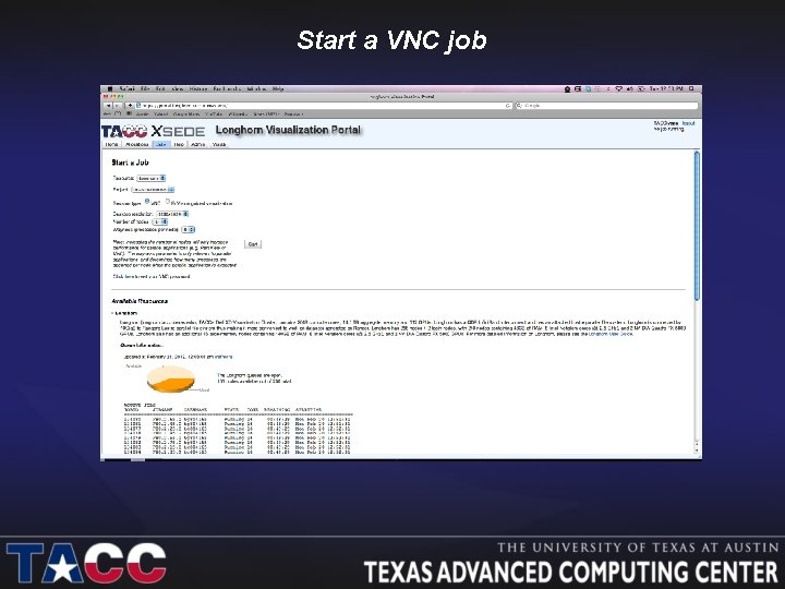 Start a VNC job 