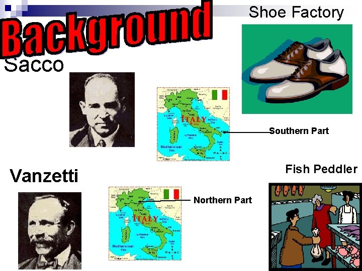 Shoe Factory Sacco Southern Part Fish Peddler Vanzetti Northern Part 