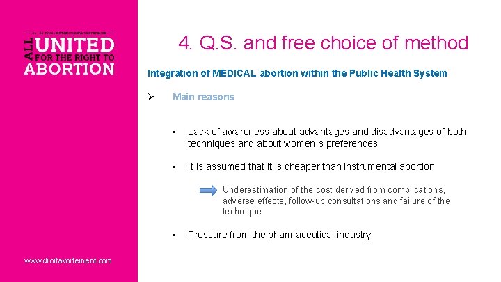 4. Q. S. and free choice of method Integration of MEDICAL abortion within the