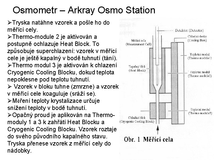 Osmometr – Arkray Osmo Station ØTryska natáhne vzorek a pošle ho do měřící cely.