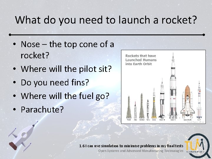 What do you need to launch a rocket? • Nose – the top cone