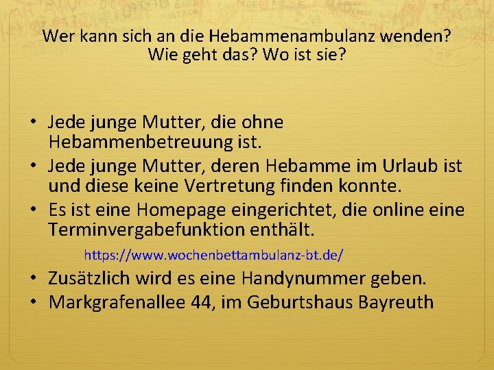 Wer kann sich an die Hebammenambulanz wenden? Wie geht das? Wo ist sie? •