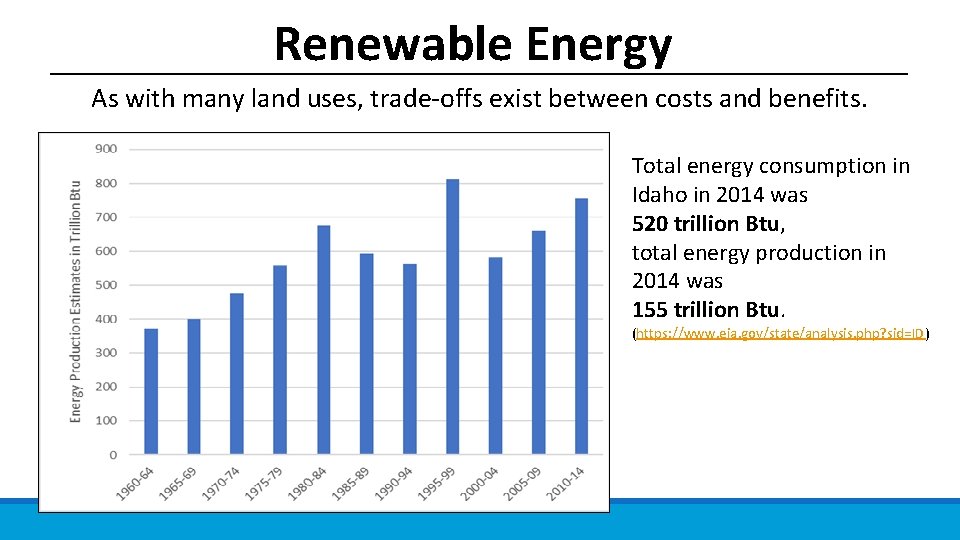 Renewable Energy As with many land uses, trade-offs exist between costs and benefits. Total