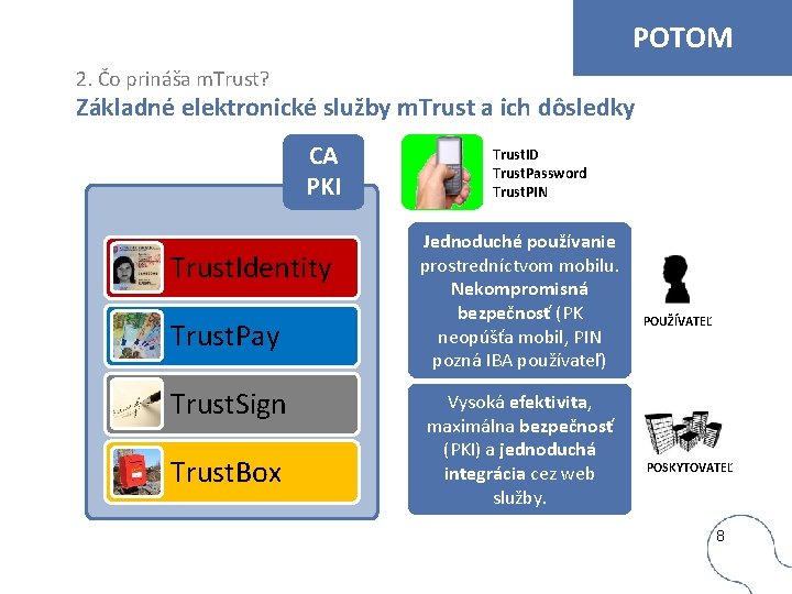 POTOM 2. Čo prináša m. Trust? Základné elektronické služby m. Trust a ich dôsledky