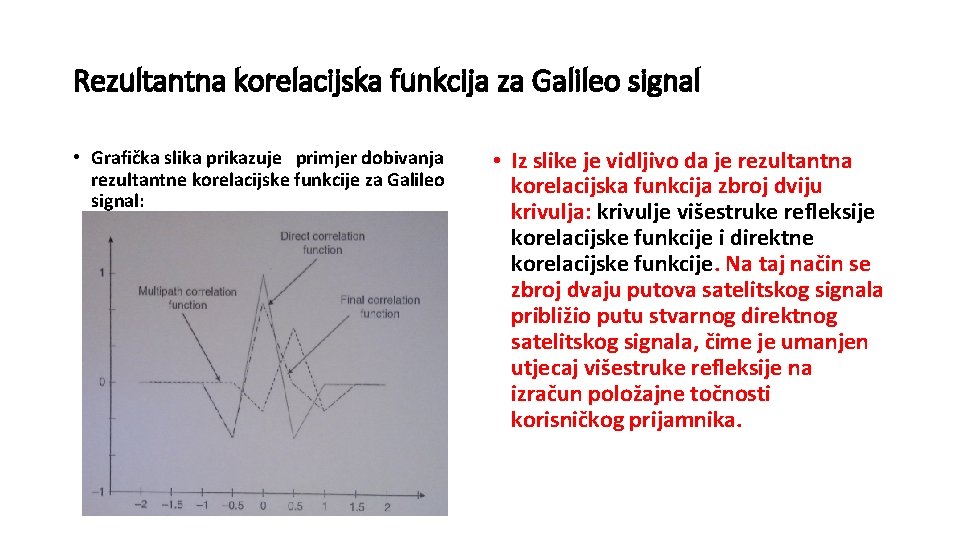 Rezultantna korelacijska funkcija za Galileo signal • Grafička slika prikazuje primjer dobivanja rezultantne korelacijske