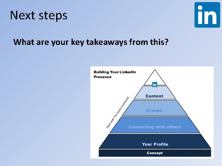 Next steps What are your key takeaways from this? 