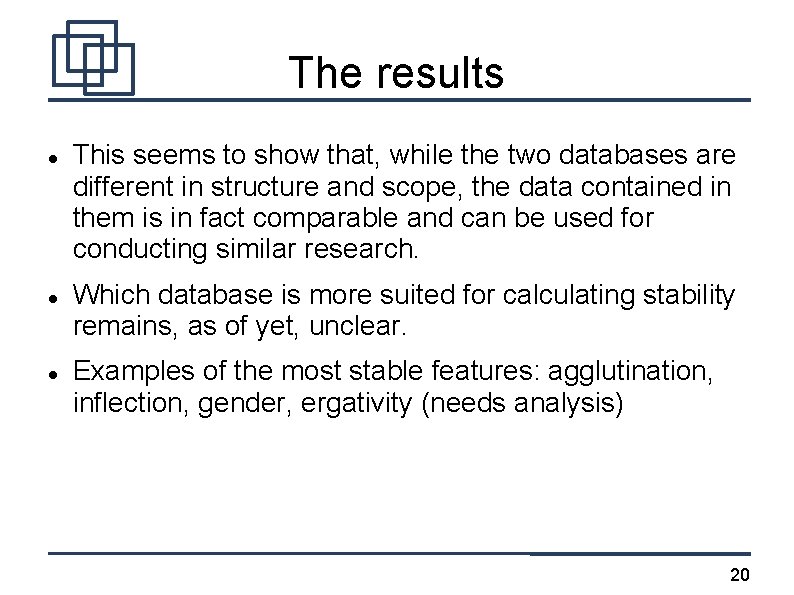 The results This seems to show that, while the two databases are different in