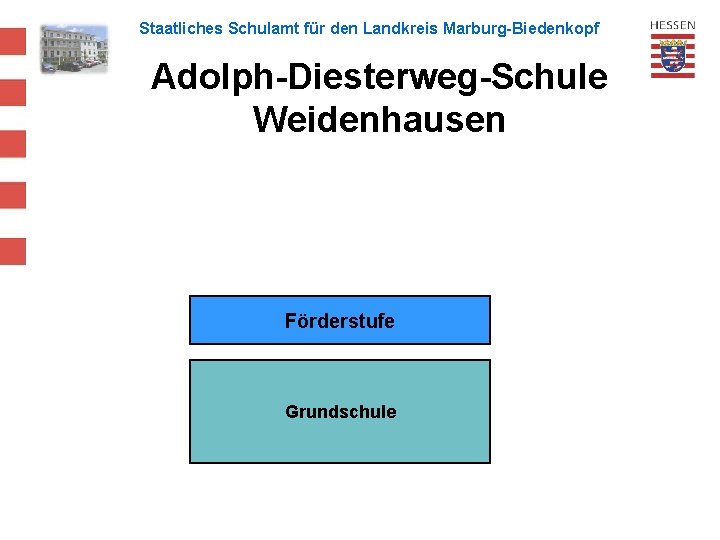 Staatliches Schulamt für den Landkreis Marburg-Biedenkopf Adolph-Diesterweg-Schule Weidenhausen Förderstufe Grundschule 