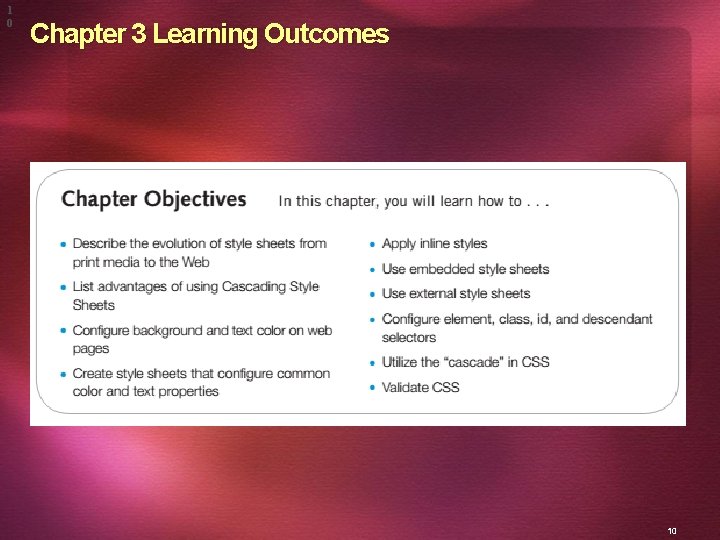 1 0 Chapter 3 Learning Outcomes 10 