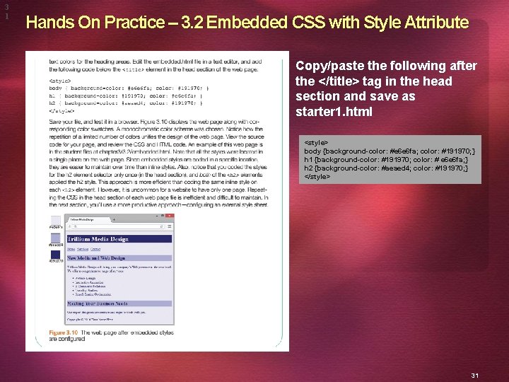 3 1 Hands On Practice – 3. 2 Embedded CSS with Style Attribute Copy/paste