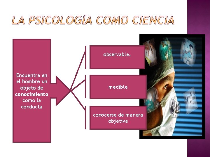 observable. Encuentra en el hombre un objeto de conocimiento como la conducta medible conocerse