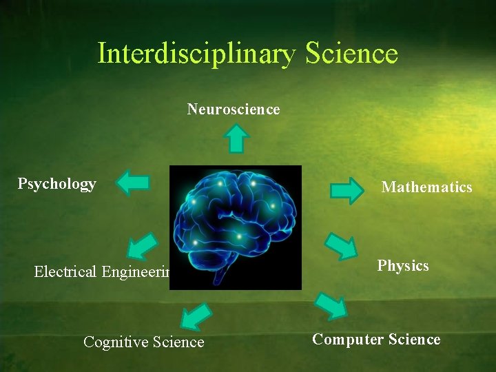 Interdisciplinary Science Neuroscience Psychology Electrical Engineering Cognitive Science Mathematics Physics Computer Science 