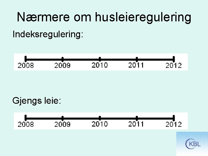 Nærmere om husleieregulering Indeksregulering: Gjengs leie: 