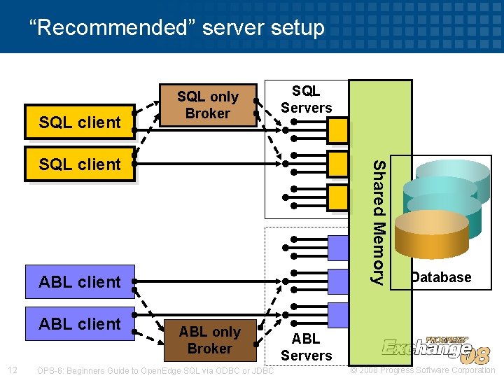 “Recommended” server setup SQL client SQL only Broker SQL Servers Shared Memory SQL client “Recommended” server setup SQL client SQL only Broker SQL Servers Shared Memory SQL client