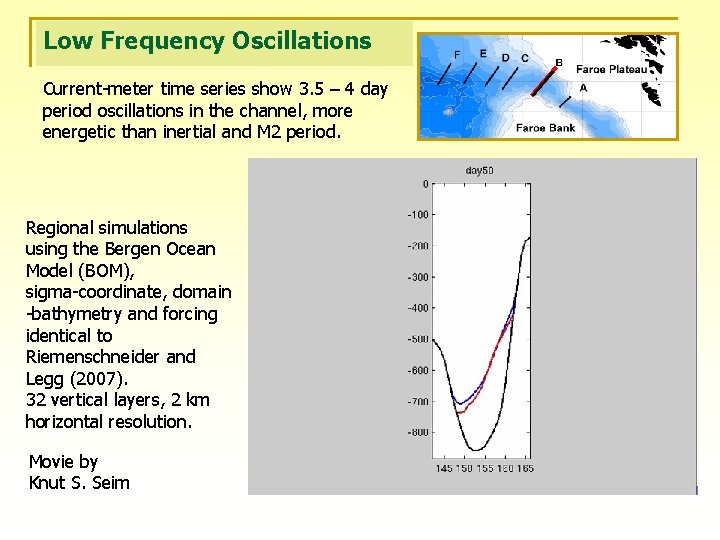Low Frequency Oscillations Current-meter time series show 3. 5 – 4 day period oscillations