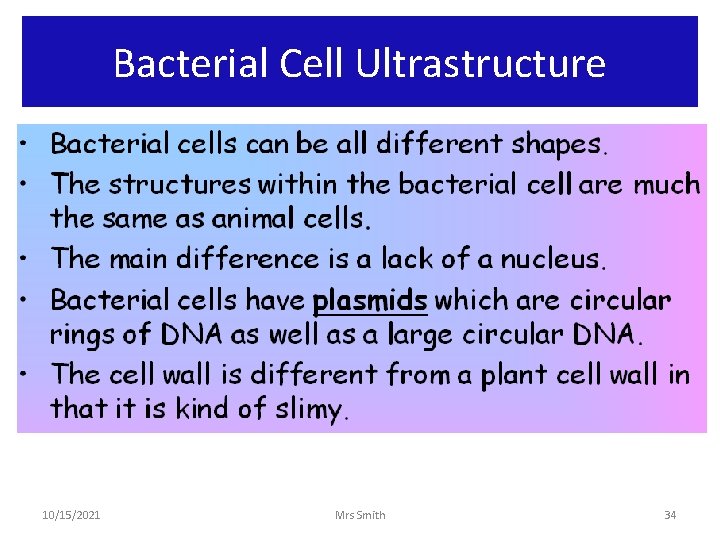 Bacterial Cell Ultrastructure 10/15/2021 Mrs Smith 34 
