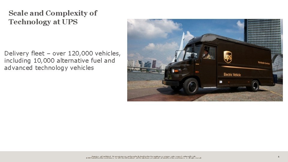 Scale and Complexity of Technology at UPS Delivery fleet – over 120, 000 vehicles,