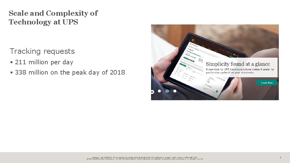 Scale and Complexity of Technology at UPS Tracking requests § 211 million per day