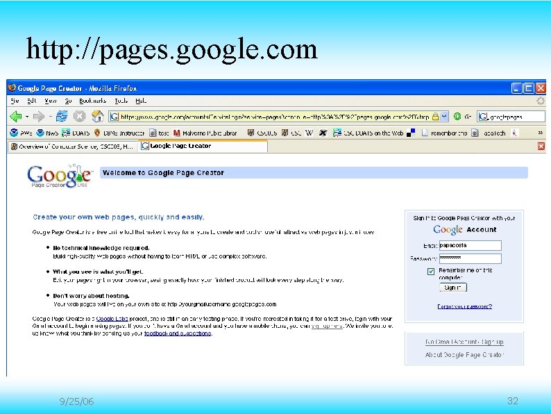 http: //pages. google. com 9/25/06 32 http: //pages. google. com 9/25/06 32