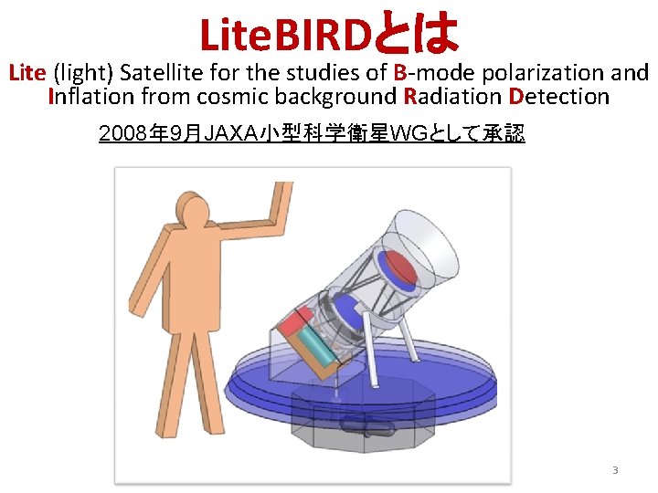 Lite. BIRDとは Lite (light) Satellite for the studies of B-mode polarization and Inflation from