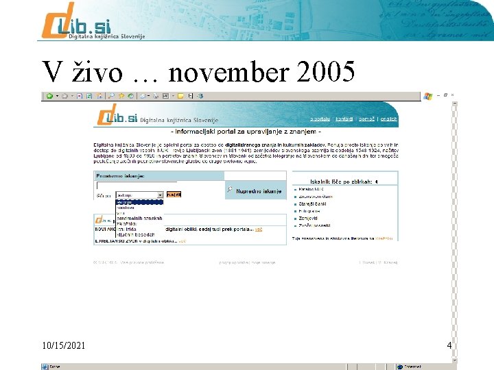 V živo … november 2005 10/15/2021 4 