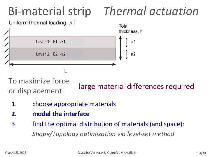 Bi-material strip Thermal actuation To maximize force or displacement: 1. 2. 3. March 15,