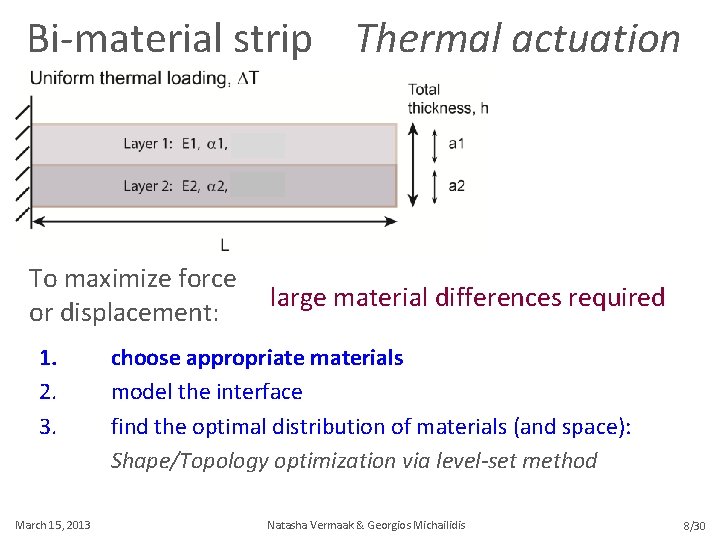 Bi-material strip Thermal actuation To maximize force or displacement: 1. 2. 3. March 15,