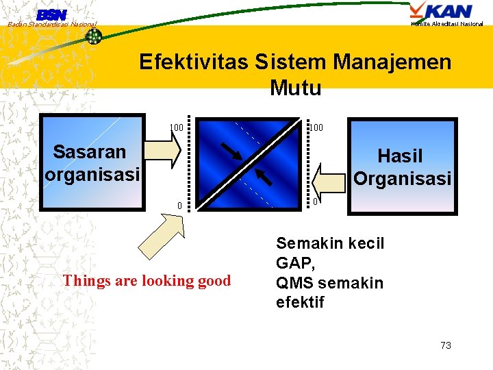 Badan Standardisasi Nasional Komite Akreditasi Nasional Efektivitas Sistem Manajemen Mutu 100 Sasaran organisasi Hasil