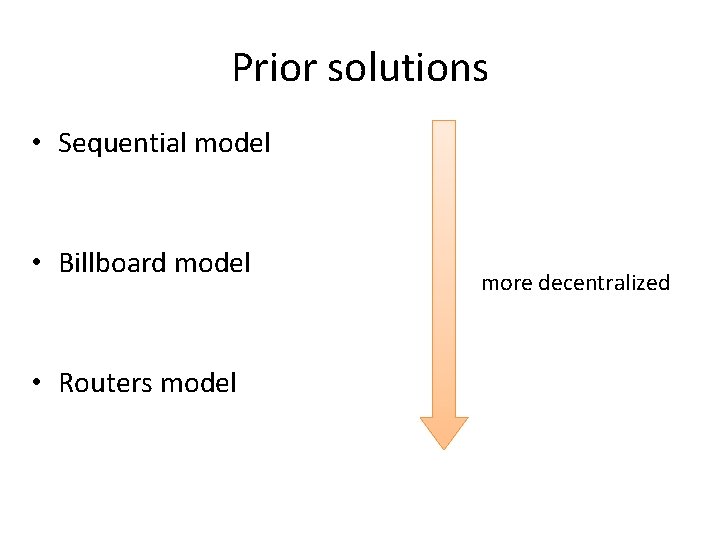 Prior solutions • Sequential model – Theory: [Vaidya 89, Plotkin. ST 95, Garg. K