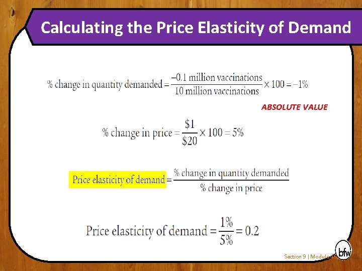 Calculating the Price Elasticity of Demand ABSOLUTE VALUE Section 9 | Module 46 