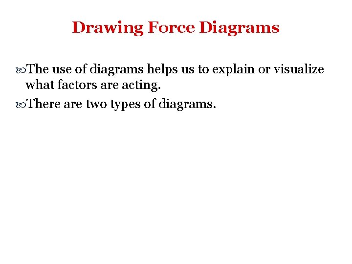 Drawing Force Diagrams The use of diagrams helps us to explain or visualize what