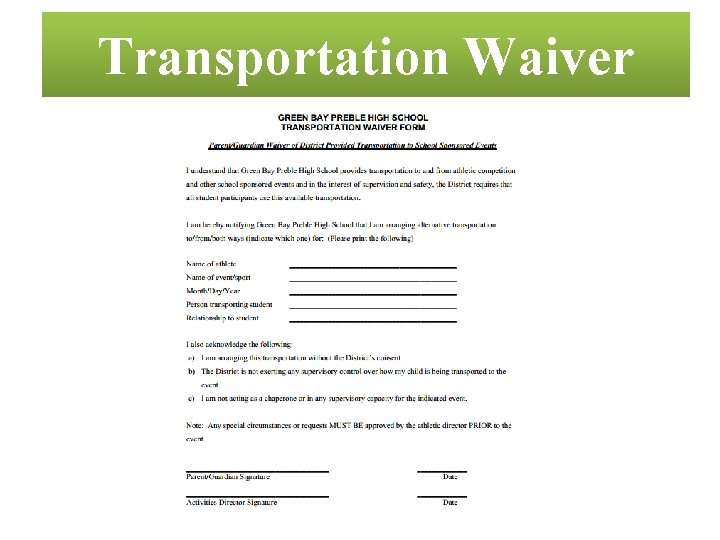 Transportation Waiver 