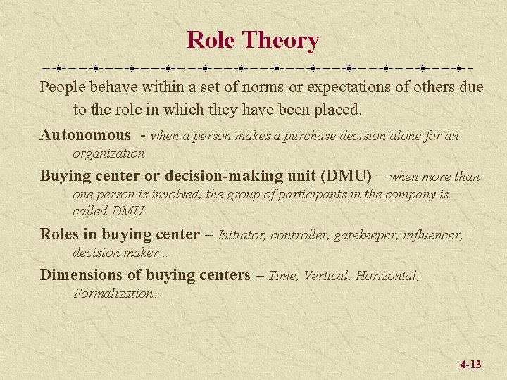 Role Theory People behave within a set of norms or expectations of others due
