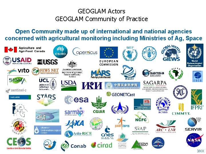 GEOGLAM Actors GEOGLAM Community of Practice Open Community made up of international and national